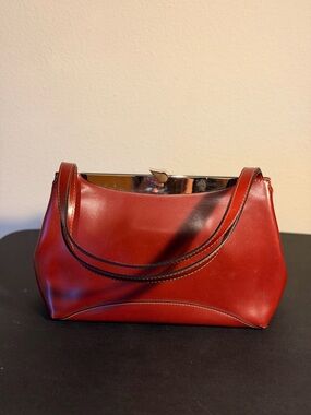Classic Red Leather Shoulder Bag